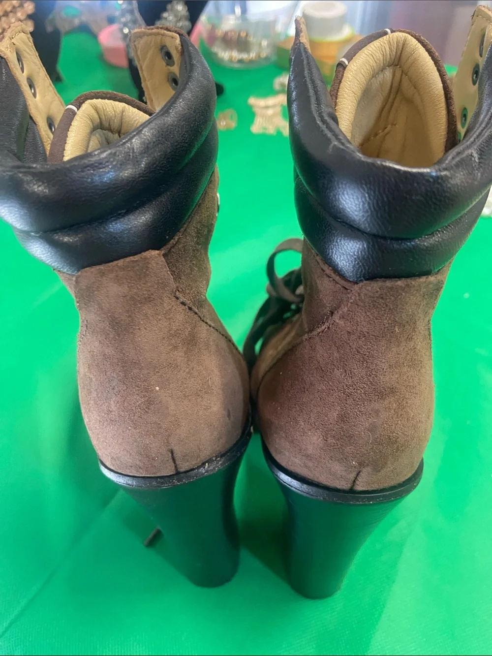 Gorgeous Coach Chocolate  Brown Suede Lace-Up Block Heel Boot